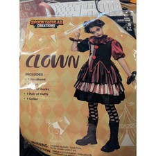 Spooktacular Creations Girl Clown Costume Small 5-7 Years Red Black 5pc Set
