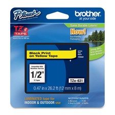 Brother TZe631 12mm black on yellow ptouch label tape PT D200 D400 2730 2730VP
