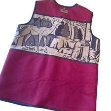 203 Pendleton Wool Intarsia Deer Bear Beaver Vtg Rare Vest L