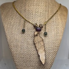 Boho Chic Necklace Wood Leaf Pendant Beaded Dangle Statement Jewelry