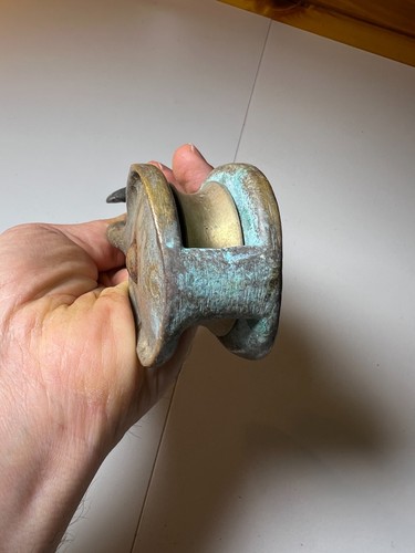 Antique Bronze Nautical Pulley Block Double Sister Hooks Marine 1/2 " in Rope - Picture 9 of 14