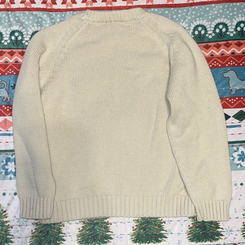 Christmas Holiday Fair Isle Sweater Pullover Cream Red Green Boys Sz 7 Sonoma - Picture 3 of 4