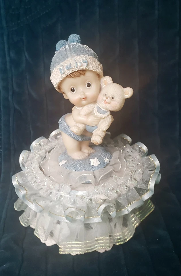 Lote de 3 adornos para pasteles vintage 2 bodas 1 bebé niño celebración años 60 Foto 4 de 4