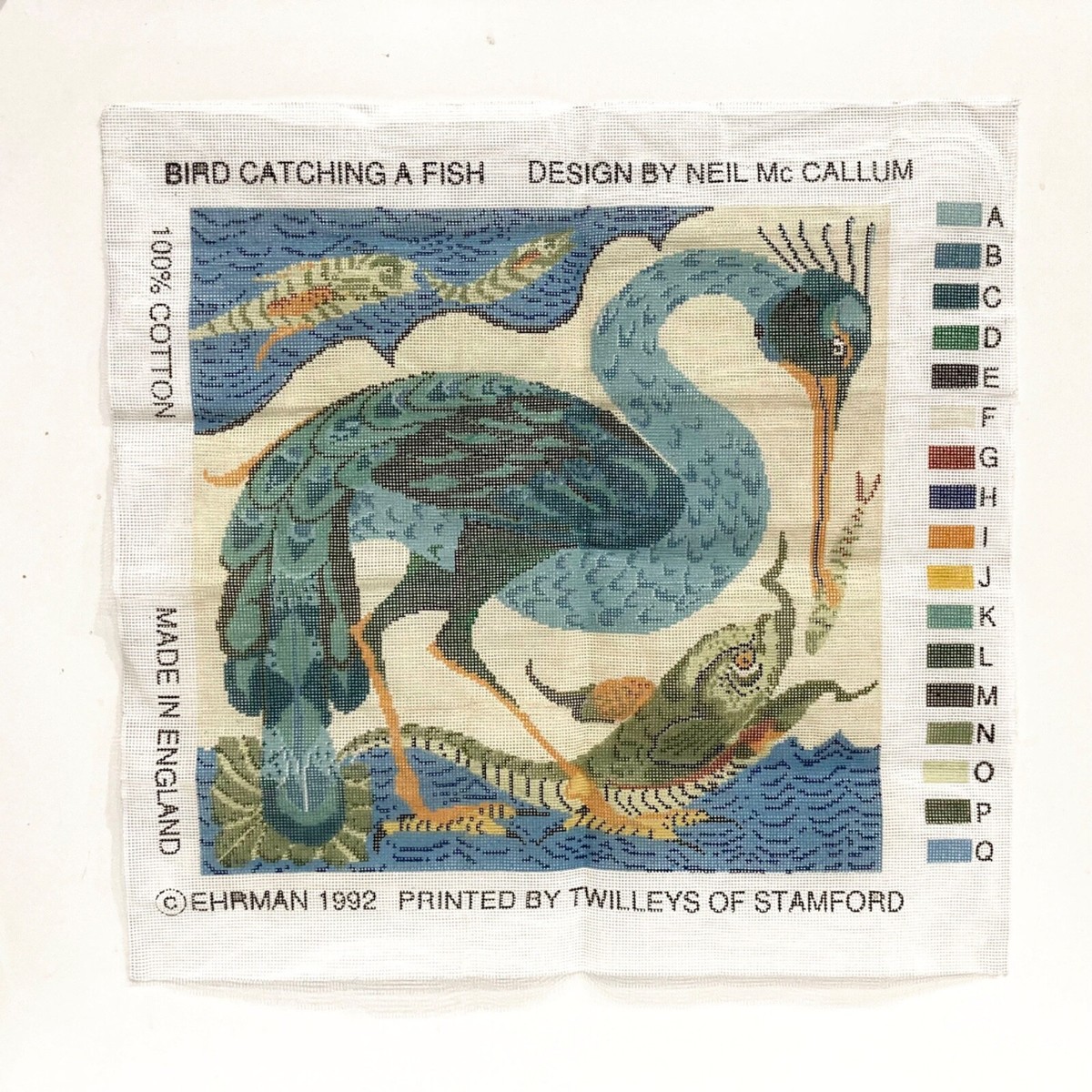 vintage Ehrman Bird Catching a Fish by Neil McCallum tapestry