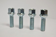4 X M14 X 1.5, 35mm Gewinde, Kugelbund Rad Bolzen (Silber)