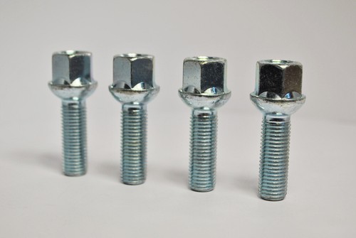 4 X M14 X 1.5, 35mm Gewinde, Kugelbund Rad Bolzen (Silber)