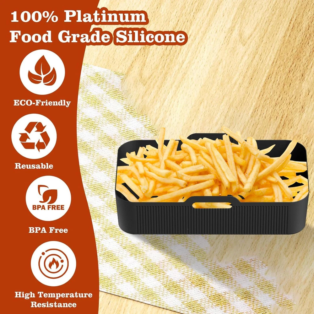 Air Fryer Silicone Pot Baking Basket Oven Non Stick Reusable Liner Rectangle
