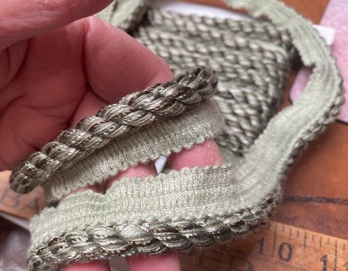 upholstery 1" cord cotton trim lip 3yds moss sage green made in Italy - Picture 7 of 7