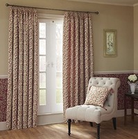 Iliv Clarice Tapestry Leaf Trail Lined Ready Made Pencil Pleat Tape Top Cherry, Iliv Clarice Tapestry Leaf Trail Lined Ready Made Pencil Pleat Tape Top Cherry,