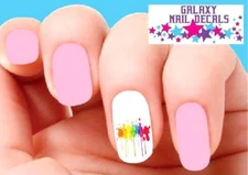 Waterslide Nail Decals - Set of 20 Colorful Paint Splatter Drip #2