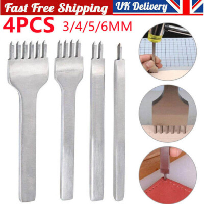 4Pcs 3/4/5/6mm Leather Craft Pricking Diamond Stitching Chisel Hole Punch  Tool UK