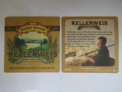 Beer Coaster ~*~ SIERRA NEVADA Brewery Kellerweis Bavarian Style Wheat ~ CA & NC