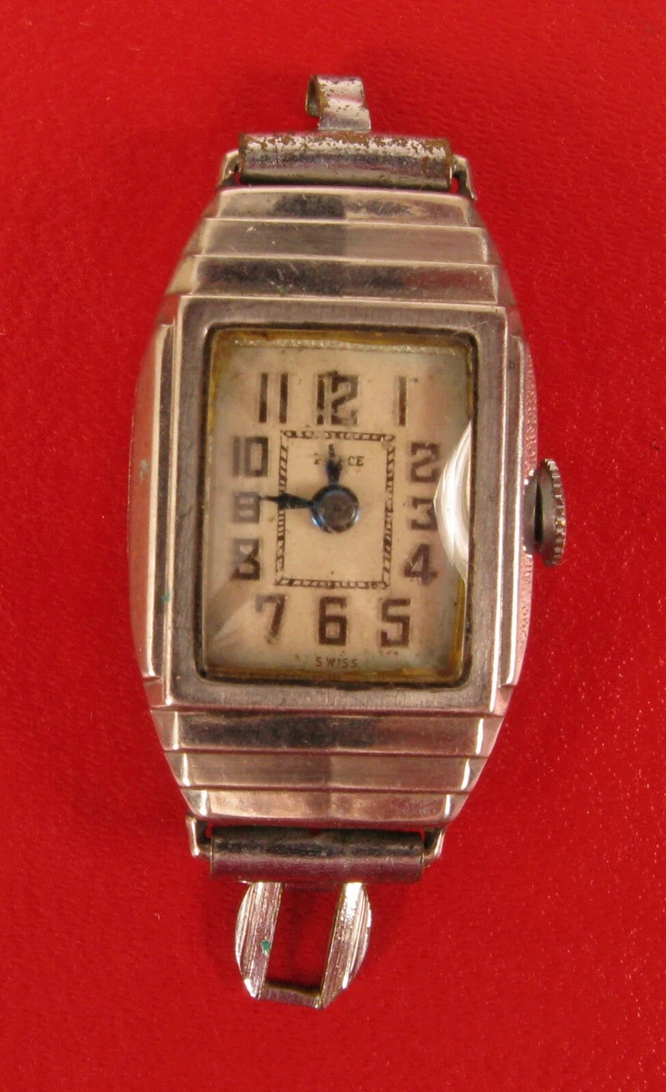 Pierce Swiss 1950\'s Cabochon Glass Ladies Watch Vintage Pierce 17 Jewels Super Resitante, Sub-Seconds | eBay main image 4