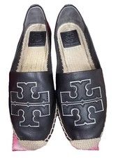 Authentic Tory Burch Espadrilles Black Silver Size 7