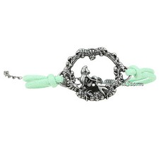 Disney The Little Mermaid Ariel Daydream Silver Tone Charm Green Cord Bracelet