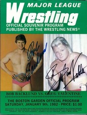 DS53  Bob Backlund Greg Valentine Signed WWF Wrestling Program  w/COA **BONUS **