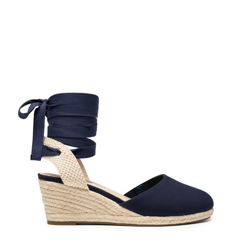 Women Espadrilles Sole Wedge Sandals Close Toe Lace Up Vacation Dress Sandals - Picture 15 of 32