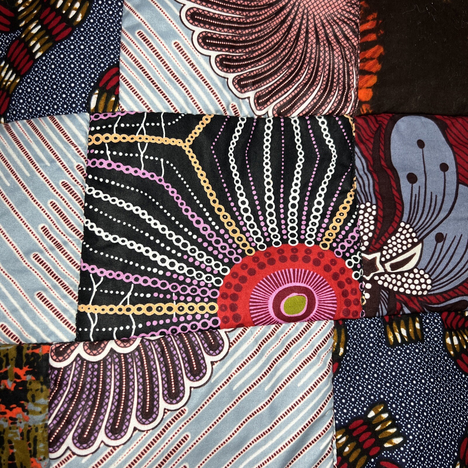 African Patchwork Multicolour Padded Tote Bag Pur… - image 3