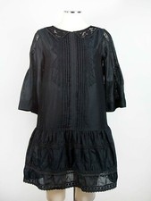 TWIN-SET SIMONA BARBIERI Cotton Silk Lace Dress Vestito Nero Pizzo Size S
