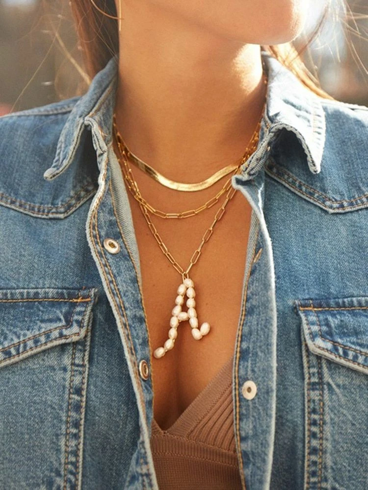 Thick initial necklace deals