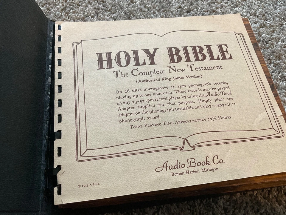 Holy Bible KJV 1953 Complete New Testament 16 RPM 26 Records Audio Book In Case - Image 2 of 4