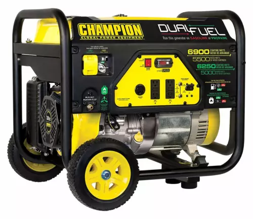 Champion 6,900-W Portable RV Ready Hybrid Dual Fuel Gas Generator with Wheel Kit