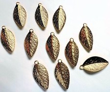 Charm, Leaf, 144 Gold Plated Brass 8x15mm Leaves Curved Leaf Pendant Charms 