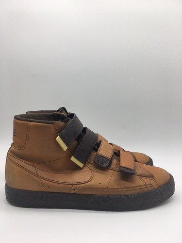 Mens Pre-Owned Nike Blazer High Strap Up Premium Leather Brown Size 9