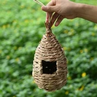 2x Hanging Hummingbird House Natural Grass Handwoven Straw Bird Nest Bird Feeder