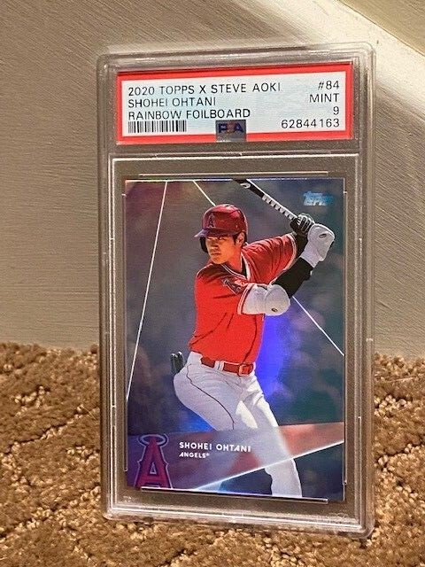 2020 Topps X Steve Aoki Shohei Ohtani PSA 9 84 Rainbow Foilboard