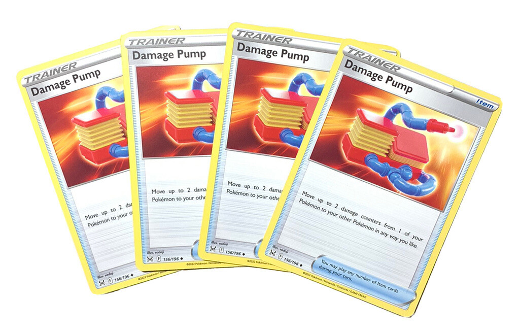 Damage Pump 156/196 - Lost Origin - 4x Pokemon Trainer Card - Playset X4 NM