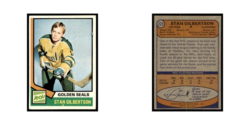 Stan Gilbertson 1974 Topps #223 Hockey Cards Hockey Card EX - Image 3 of 3