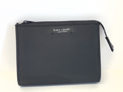 Vintage Kate Spade Black Fabric Zip Boxy Clutch Cosmetic Pouch 6.25 x 5” 90s Y2K