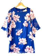 Lulus Shift Dress Womens XSmall Kimono Sheer Sleeve Lined Mini Floral Party