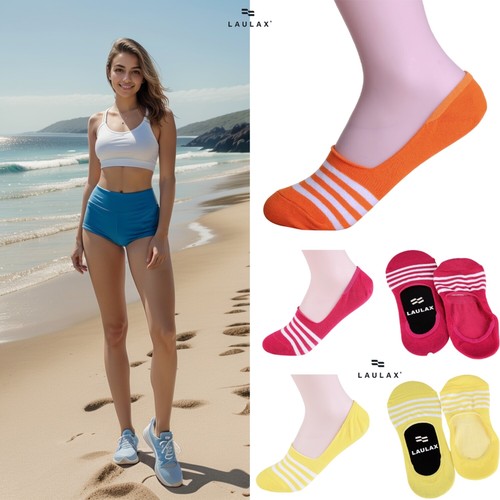 Laulax women ladies invisible socks finest cotton variety colours white 4 pairs - Picture 2 of 37