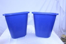 Plastic Resin Recycling Side Bin - Blue Lot of 2 10.6" x 7.3" x 11.5" Waste Can