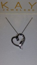 KAY Jewelers Sterling Silver Heart Shaped Black & White Diamond Necklace 18 Inch