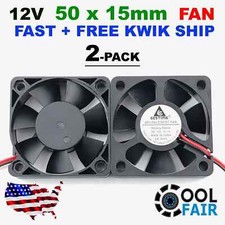 2 Pcs Gdstime 50mm x 50mm x 15mm 12v Cooling Fan DC Brushless Axial 5015 E34