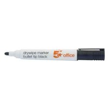 Image of 5 Star Office Drywipe Marker Bullet Tip 3mm Line Black Pack of 12