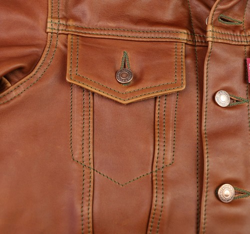 Aero Type 3 Jean Jacket 557XX sz 34 Cognac Pinnacle Horsehide Leather Jacket - Picture 5 of 9