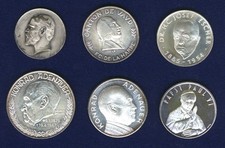 SWITZERLAND SILVER MEDALS, LOT OF 6: HEINRICH ANGST, KONRAD ADENAUER, ASW=2.96OZ 99.66 per troy oz
