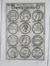 410+ Year Old Print of ROMAN COINS From 1610 BRITAIN Kingdoms England S & W (b)