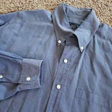 Brooks brothers blue white plaid cottom button up dress shirt L