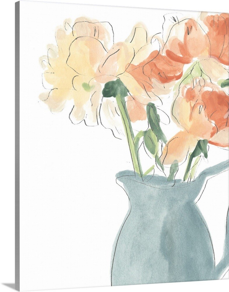Soft Posy Sketch III Estampado de Arte de Pared de Lona, Decoración Floral del Hogar
