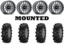 Kit 4 ITP Cryptid Tires 30x9-14 on Raceline Trophy Gray Wheels IRS