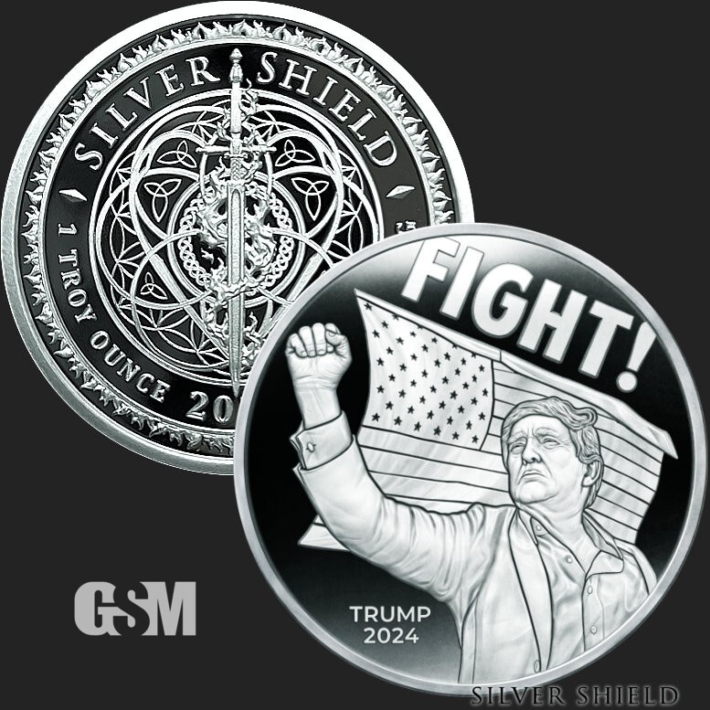 2024 President Donald Trump FIGHT .999 Fine SilverShield Proof