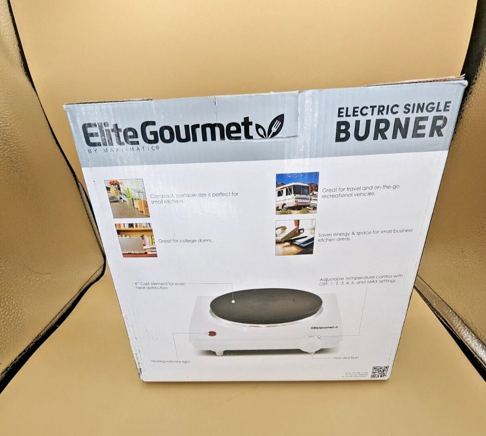 Quemador Eléctrico Único Elite Cuisine Blanco Temperatura Ajustable ESB-301F NUEVO Foto 4 de 4