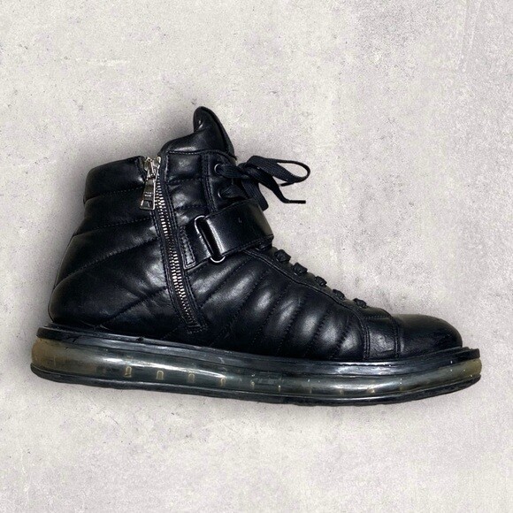 PRADA Levitate Black Quilted Leather High-Top Sneaker - Size  display picture 1