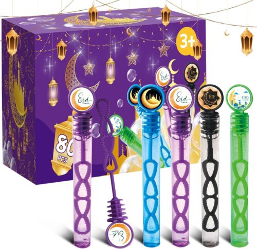 80 PCS Eid Ramadan Mubarak Bubble Wands Party Favors Islamic Gifts for Kids