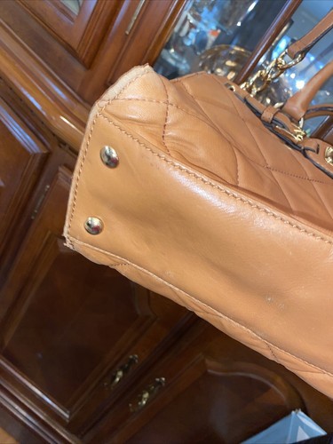 Michael Kors Large Quilted Hamilton Tan Gold Brown Strap Tote Bag Purse Shopper - Picture 4 of 16